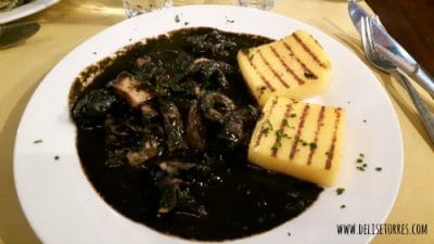 Cuttlefish and its black ink with a side of polenta