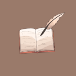 Logo for The Emotional Draft newsletter by Delise Torres, an open book with a feather pen